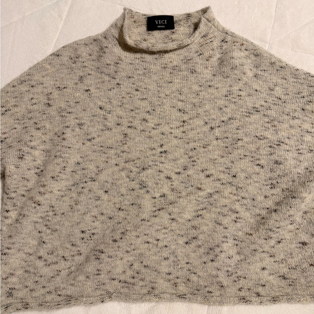 Vici Cream and Brown Textured Sweater - Picture 9 of 9